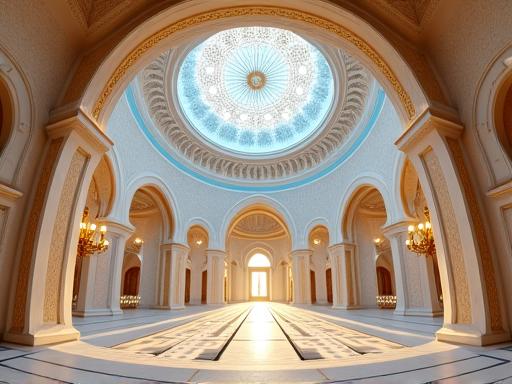 A 360-degree view of the main dome inside the palace.